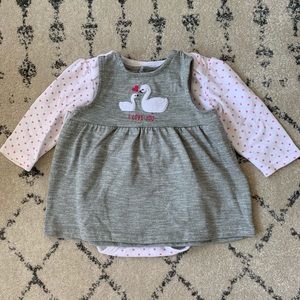 Long Sleeve Bodysuit and Pinafore Swan Dress